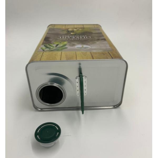 DADI Food Safe Olive Oil Container 2.5L Rectangular Tin Food Oil Can with Good Sealant Plastic Spout and CMYK Printing