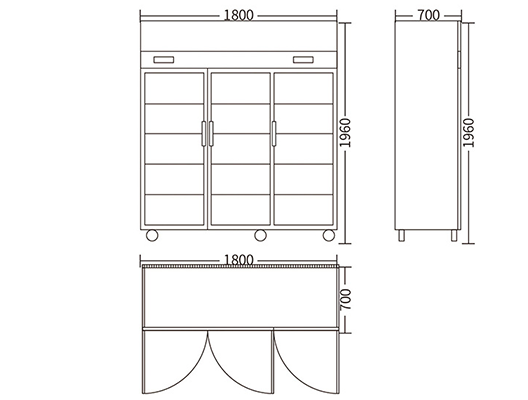 110V/60HZ 4 Doors Heavy Duty Refrigerated Cabinets Upright Refrigerator Fridge Freezer