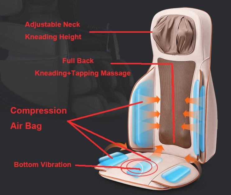 Office And Home Shiatsu Massage Cushion With Heat Shiatsu And Tapping Back Massage