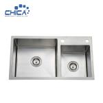 Double Bowl SUS304 stainless steel Handmade Kitchen Sinks with faucet hole