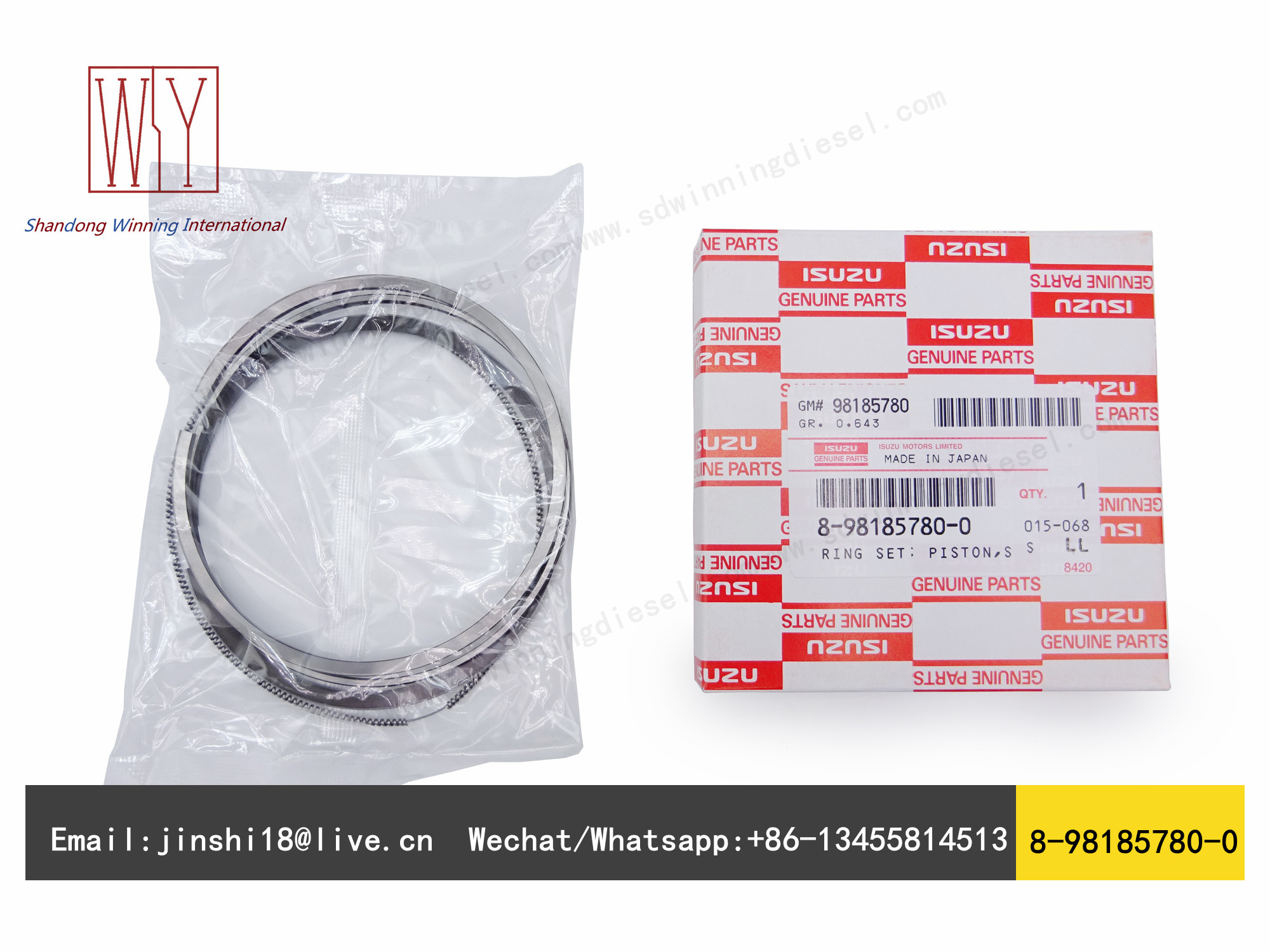 ISUZU GENUINE NKR NPR NQR NHR NMS 8981857800 8-98185780-0 RING SET PISTON STANDARD