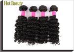 Natural Black 5A Virgin Brazilian Hair , Deep Wave Human Hair Weave