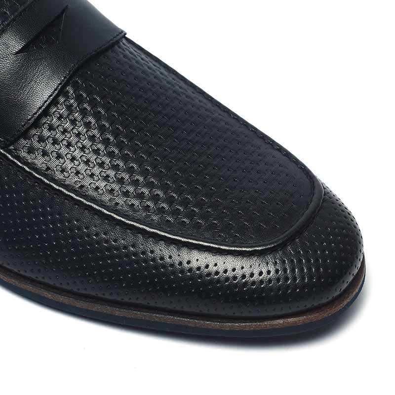 OEM ODM Genuine Durable Navy Blue Leather Dress Shoes