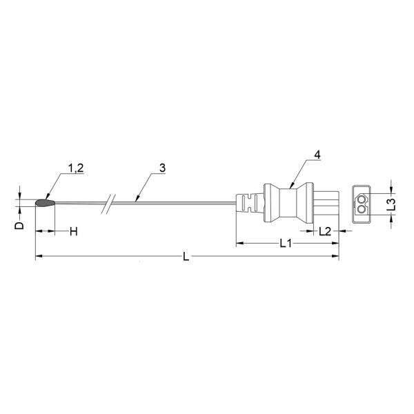 2.252K NTC Urinary Catheter Temperature Sensor