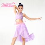 Back Straps Crossing Modern Dance Costumes High Low Skirt Antisymmestic Pleated