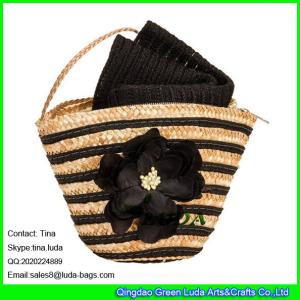 Wholesale LUDA mini straw handbag fashoin stripe children shoulder straw bag from china suppliers