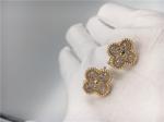 Round Diamonds Vintage 18K Gold Earrings Handmade For Wife / Girlfriend