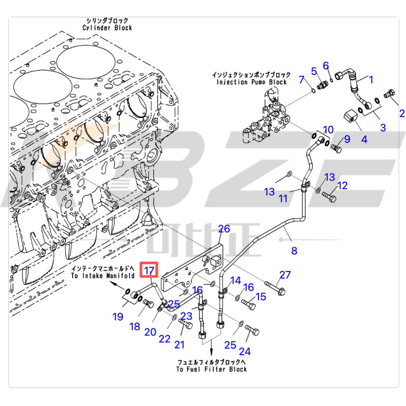KBZE 6245-71-5540 6245715540 DIESEL FUEL PIPE FOR PC1250-8 WA600-6 FITS KOMTASU SAA6D170E-5