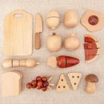 Natural 5.5cm Wooden Fruits And Vegetables Role Play Food Set