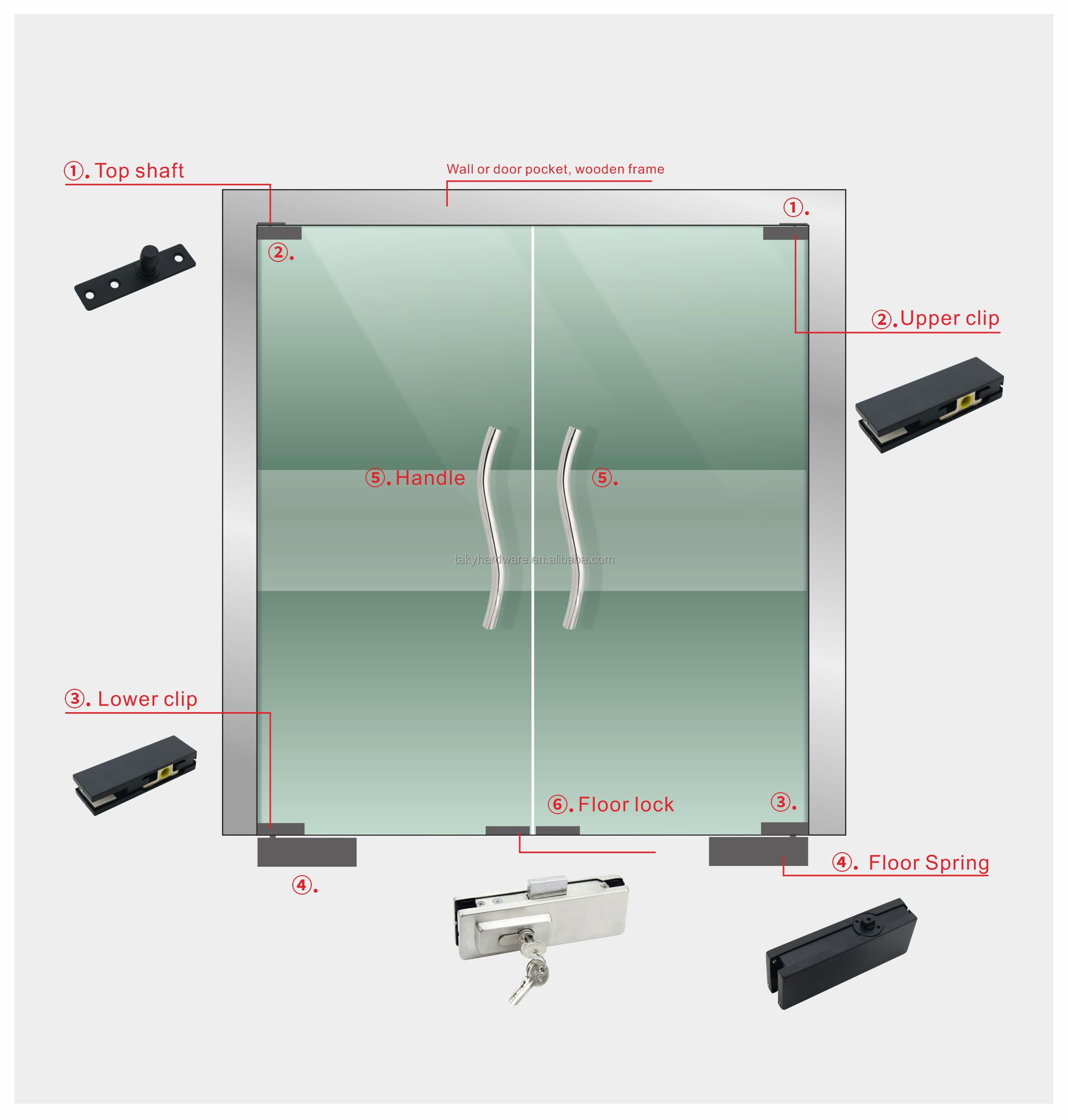 8-12 Thick Safe Glass Hardware Glass System Set Bathroom Accessories Sliding Door Kit