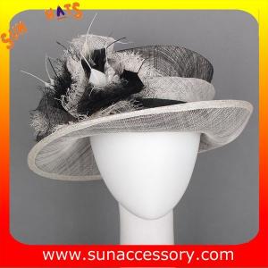 Wholesale Elegant fancy Church sinamay hats for ladies ,Sinamay mid brim church hat from china suppliers