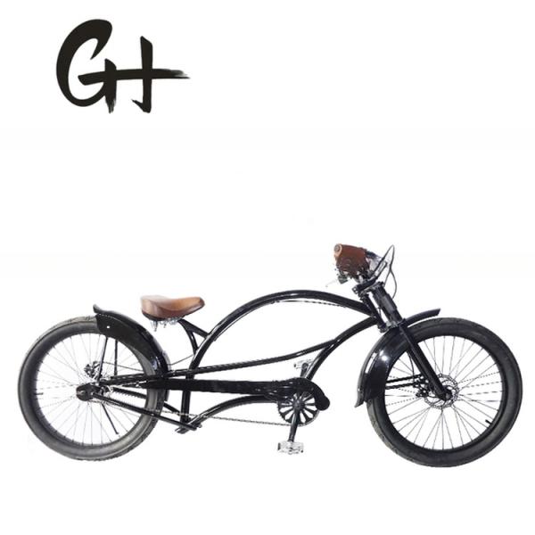 2.2m Long Frame Beach Cruiser Chopper Bicycle with 24" 3.0 Big Tires and 150KG Load Capacity