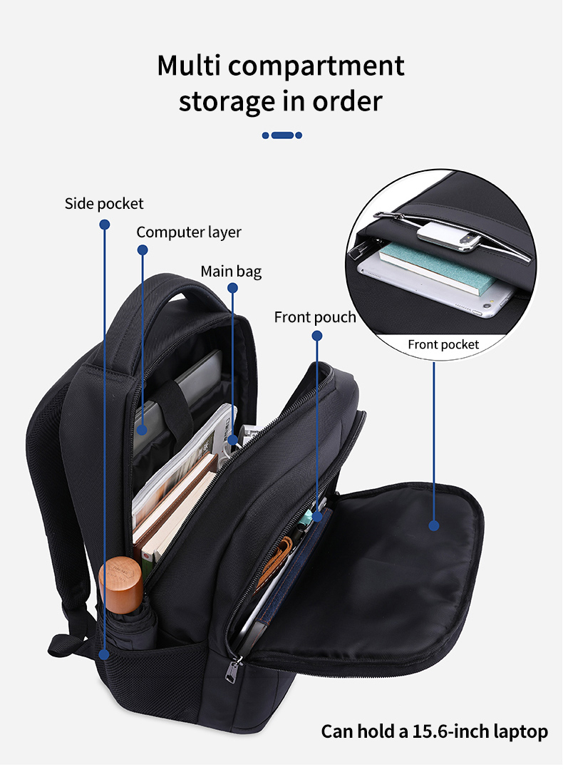 Factory direct sales custom logo durable with USB Travel School Bag Laptop business backpack