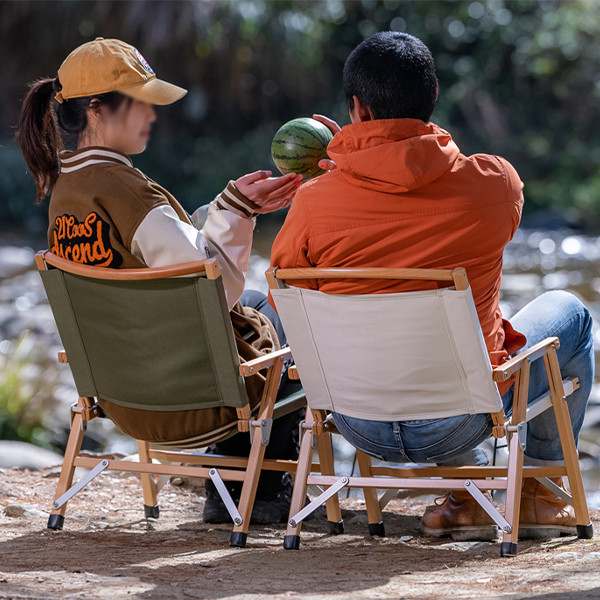 Durable Light Portable Camping Chair Hard Arm Beech Wood Most Comfortable