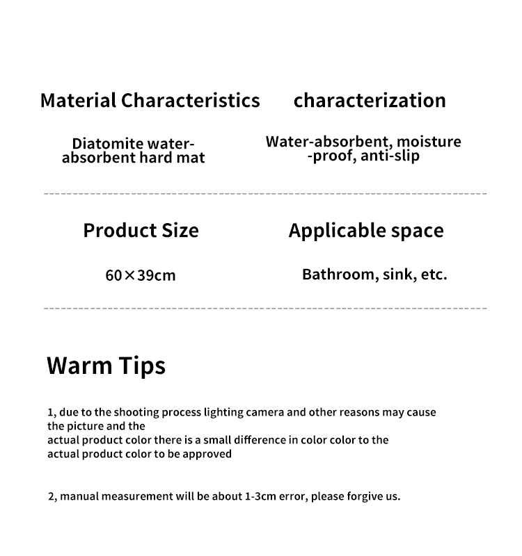 CLASSIC Design Style Diatomite Earth Bath Mat for Quick Drying Bathroom Shower Floor