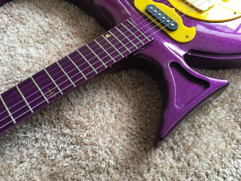 Custom guitar shop prince guitar Purple color boat anchor electric guitar with golden hardwares plastic pickguard