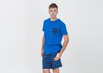 Mens Cotton Jersey Round Neck Tee and Yarn Dyed Striped Short Pants Pyjamas Set