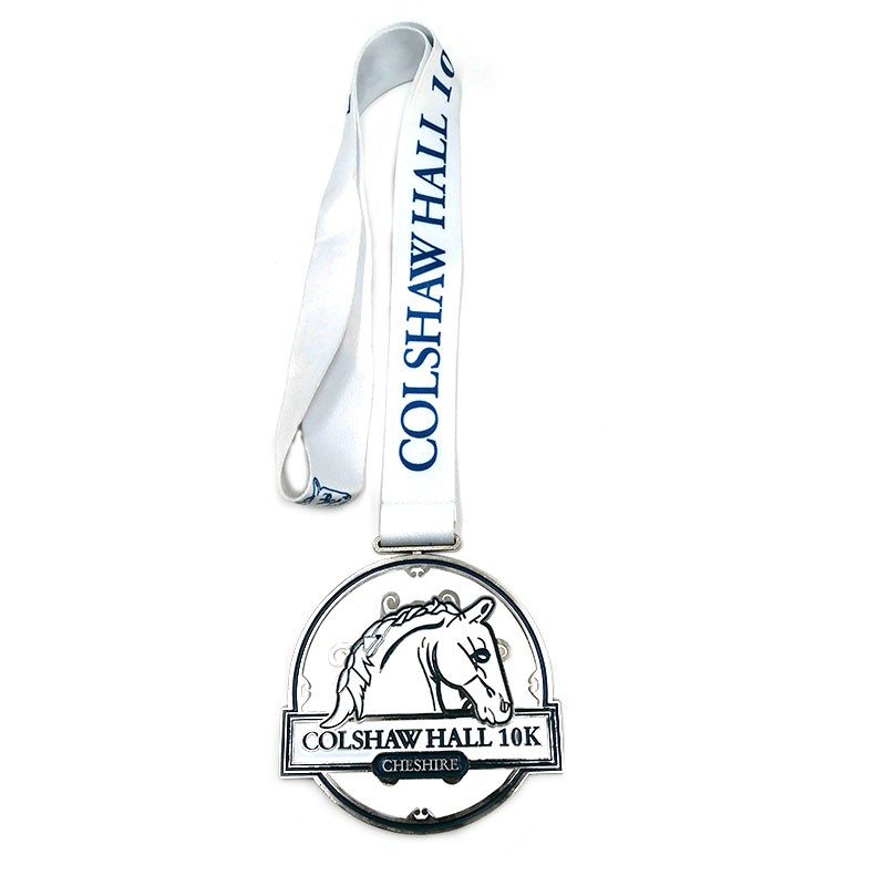 3 Inch Custom Metal Medals Die Stamping Charater Paint With Black Ribbon