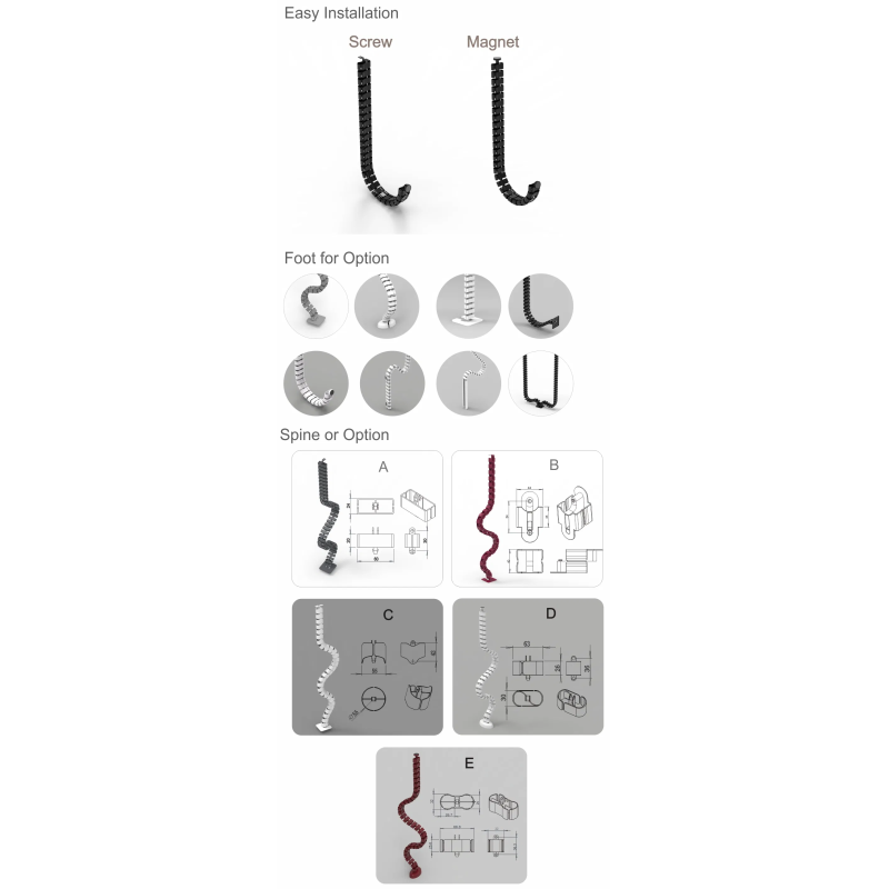 Modular Vertebrae Standing Desk Cable Spine Guide Customized