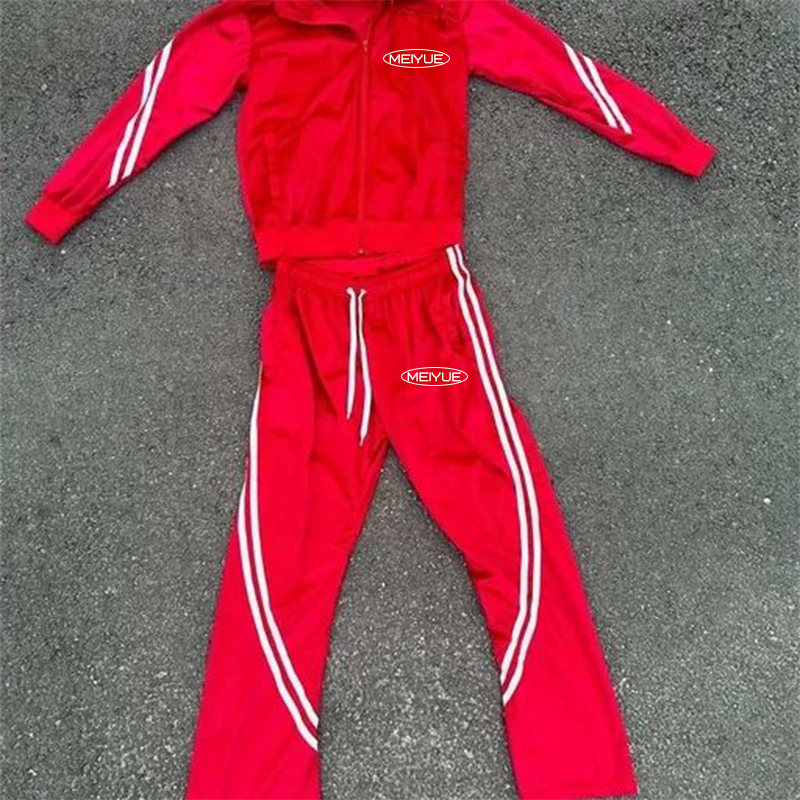 Custom Jogging Suits Unisex Velvet Zip up Tech Fleece Jacket Windproof Flare Sweatpants Stripe Sweatsuit Tracksuits for Men
