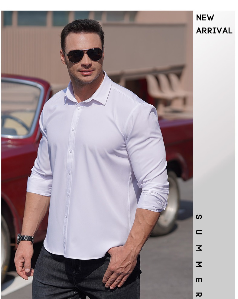 2022 Men's Oversized Tshirt Poplin Fabric Long Sleeve Casual Style Plus Size Shirts
