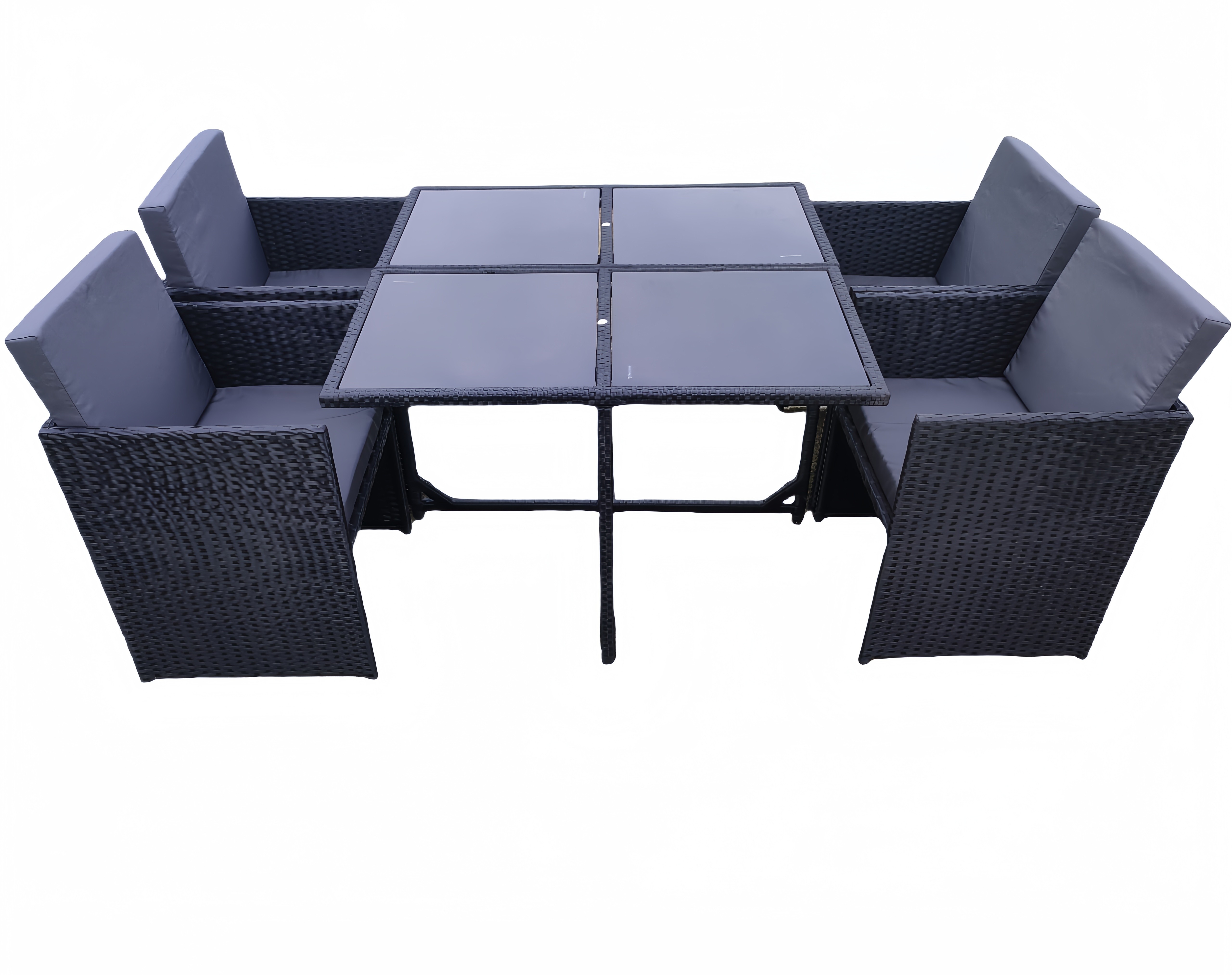 Waterproof Rattan Coffee Table Chair Sets For Outdoor Dining And Relaxing Table Chair Ottoman Sets Wholasale Factory