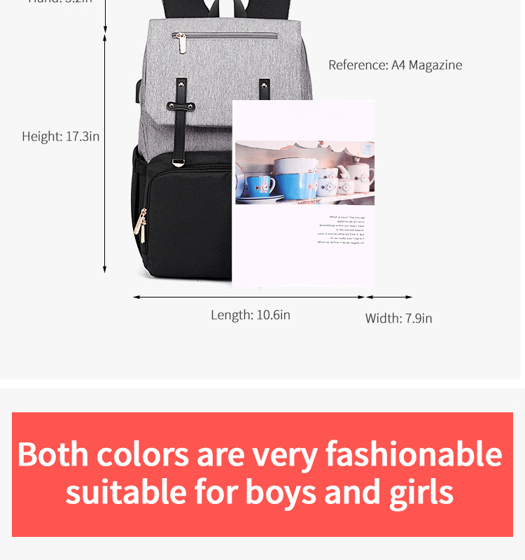 ISO9001 Fashion Mummy Maternity Nappy Diaper Bag Backpack With USB