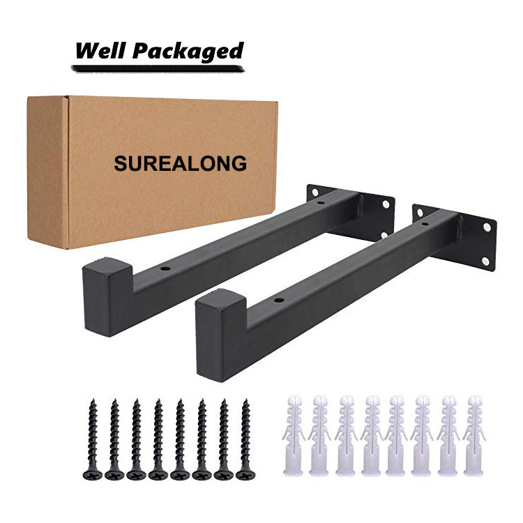 Custom Wall Mounted Retro Decor Shelf Hardware Brace Square Pipe Mounting Bracket
