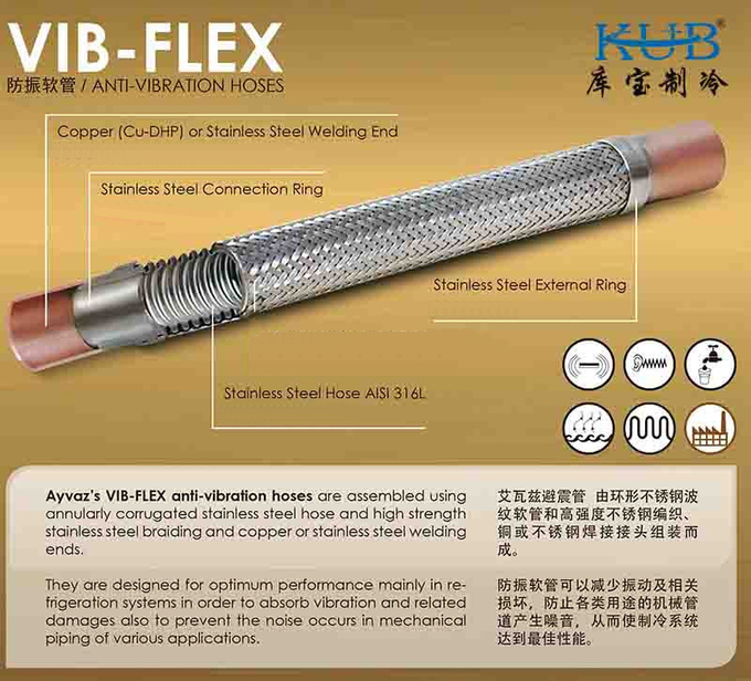 7/8" DN22 22mm Shock absorber of refrigeration system vibration absorber Shock absorber tube