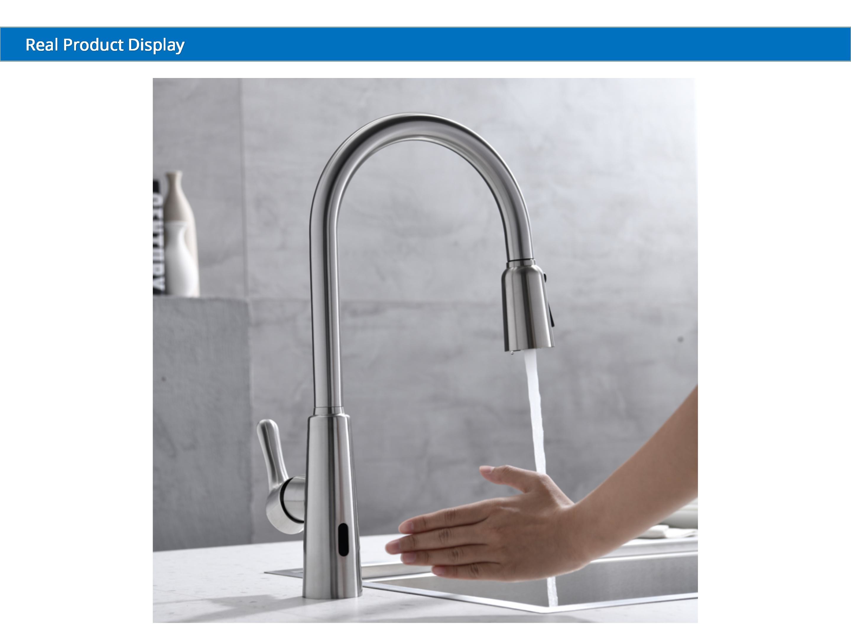 SUS304 Stainless Steel Motion Sensor Kitchen Sink Faucet