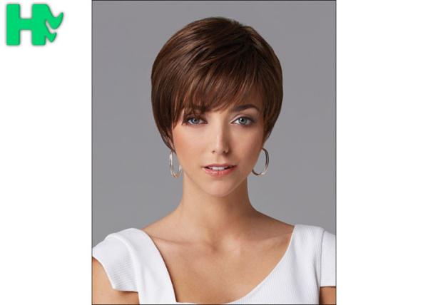 Natural Color Fashion Short Synthetic Wigs , High Temperature Fiber Wigs For