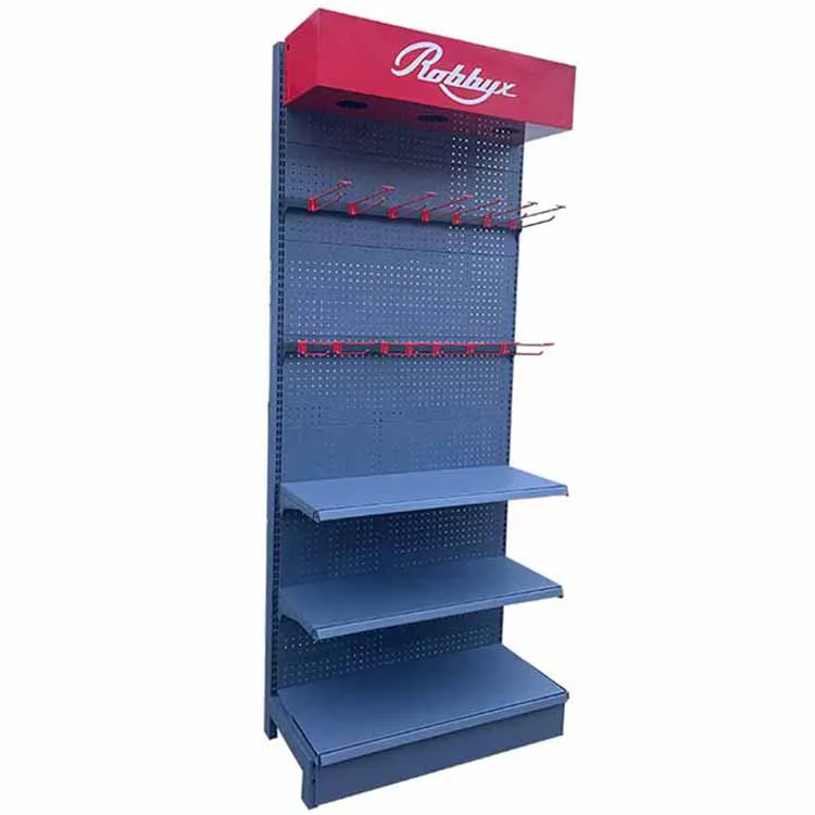 Factory Custom Size Color blue gondola rack supermarket gondola display shelving for retail store