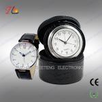 Elegant classic travel PU leather desk clock and watch gift set for promotion