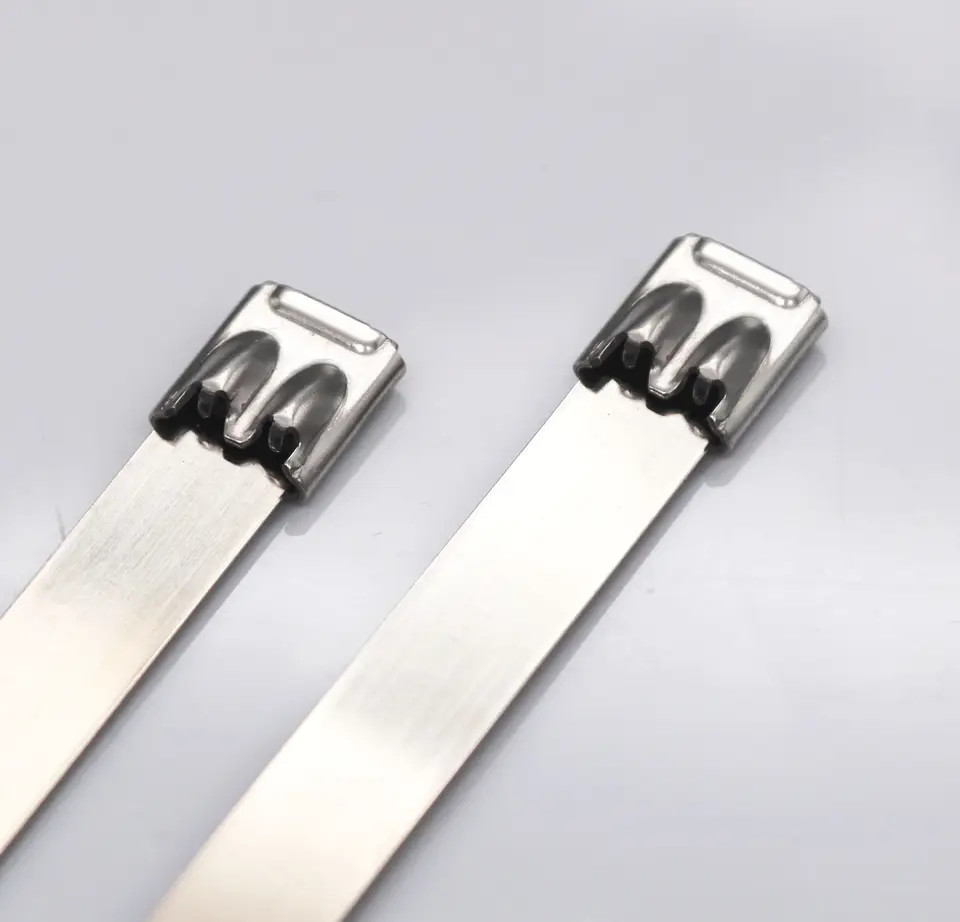 SS 304 Double Locking Type Stainless Steel Cable Ties 0.3mm Thickness