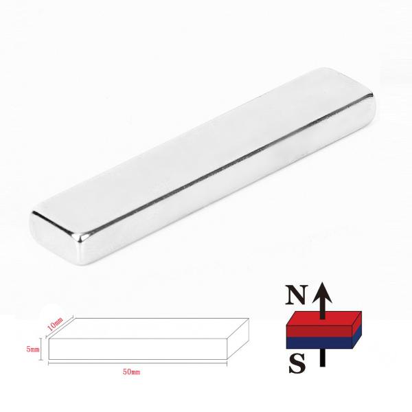 Nickel Coated F50x10x5mm N48 Heavy Duty Rare Earth Neodymium Bar Magnet for
