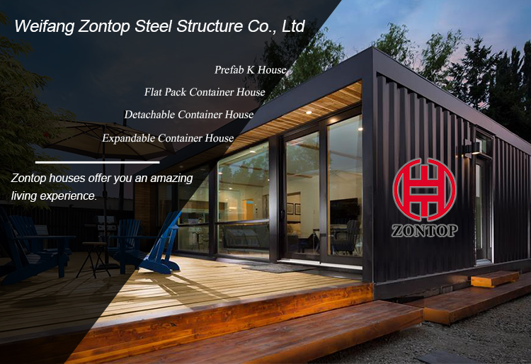 Zontop Flat Pack Build Kit Container House 40 Ft Prefab Houses Prefabricated Prefab Home Container House
