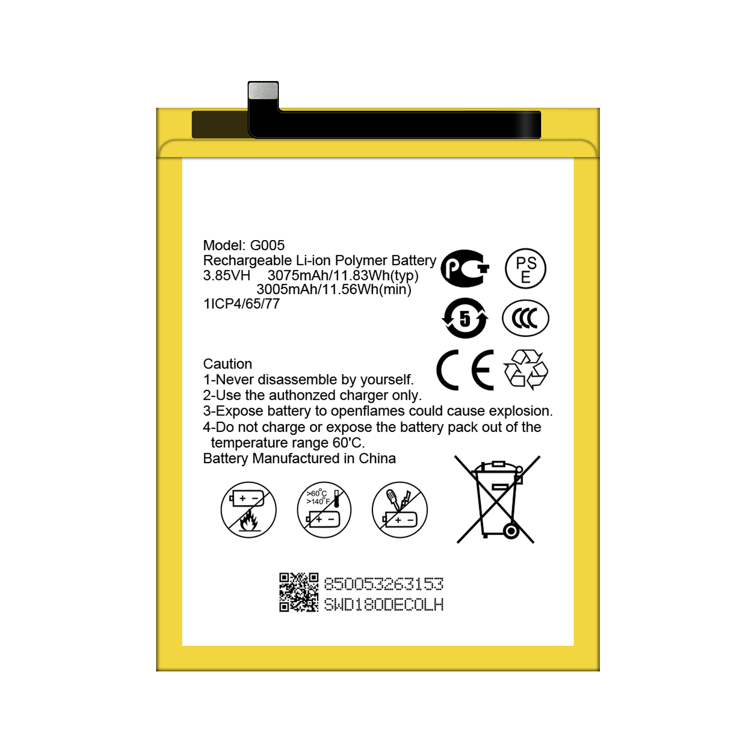 Replacement Mobile Battery 3.85V G005 3075mAh For GM8 Original lithium-ion batteries