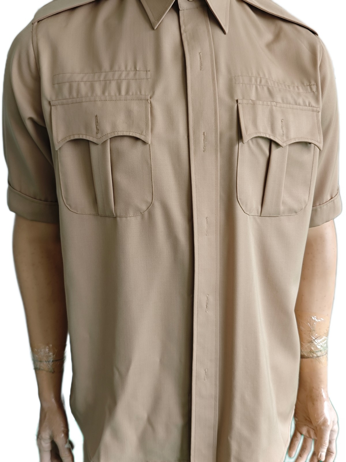 Tactical Khaki Uniform Set with Short Sleeve Straight-Leg 45 Wool 55 Polyester for Men