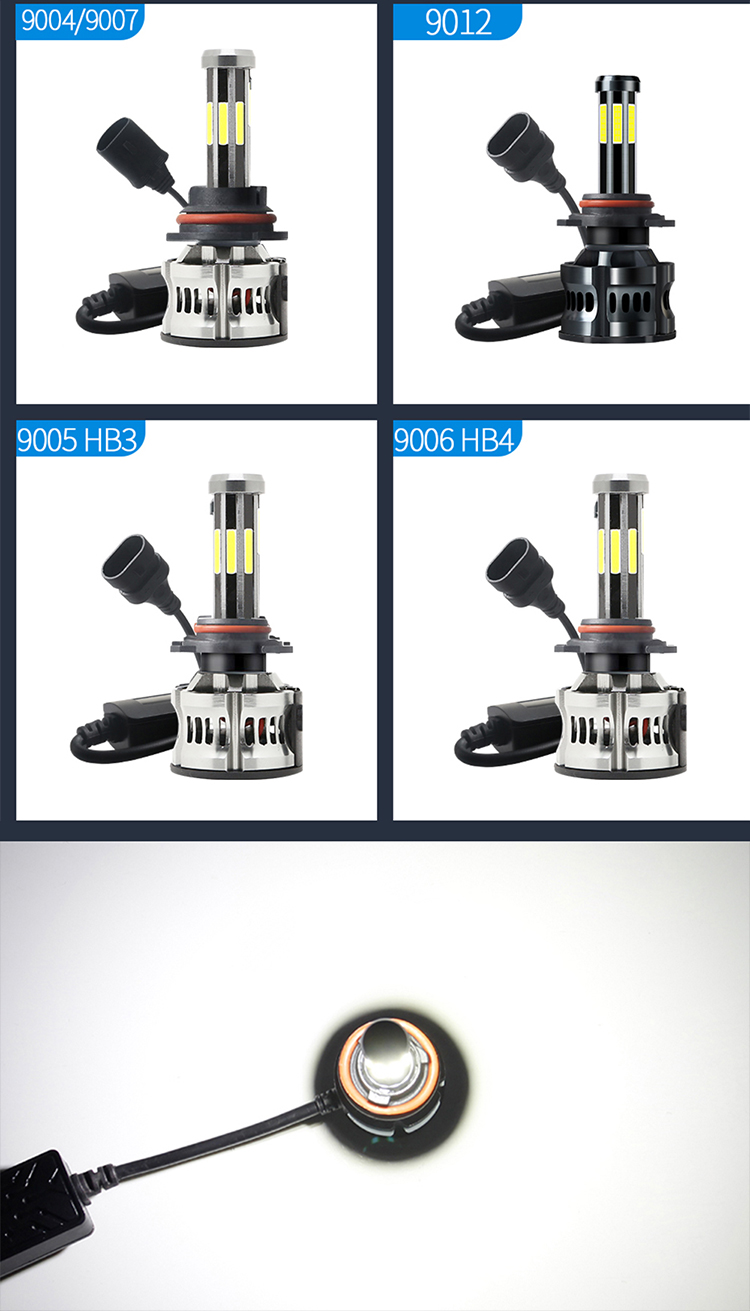 8 Sides H1 H3 H4 H7 9005 9006 Automotive LED Headlight 6000K 360 Canbus