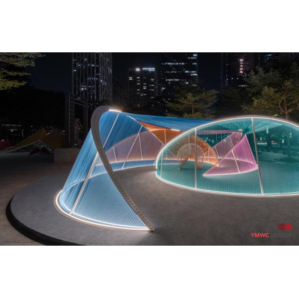 Artistic Installation Theme Stainless Steel Revolving Structure Interactive Light Art