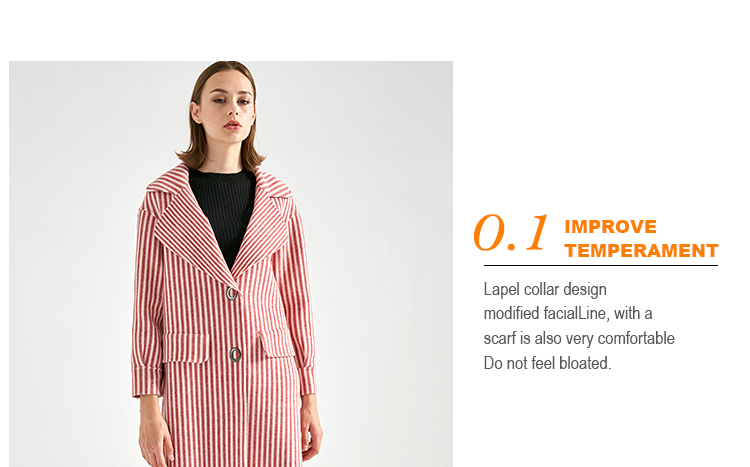 Long Big Lapel Women's Casual Winter Coats , Woolen Overcoat For Ladies