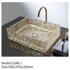 Clear Crystal Glass Hotel Bathroom Oval Table Wash Basin Sink Transparent