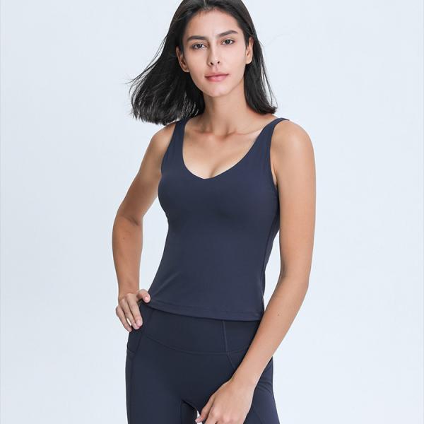Lulu High-Intension V Neck U Back Chest Padded Vest Sport Gymwear Woman Yogawear