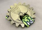 Antique Gold Die Cast Medals 3D With Heat Transfer Printing Ribbon