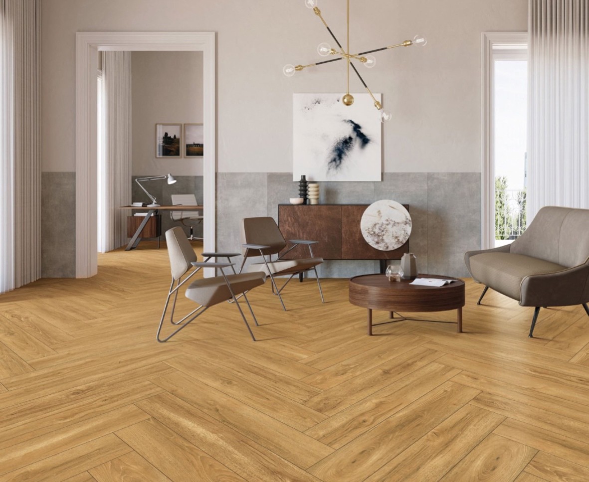 Eco-Friendly 165x1000mm Yellow And Brown Wooden Porcelain Strips For Kitchen