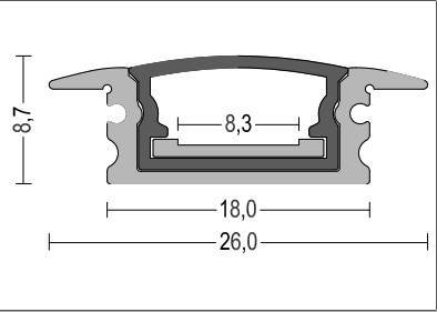 H8.7mm IP65 Square Waterproof LED Channel 6063 T5 Recessed Led Aluminium Profile