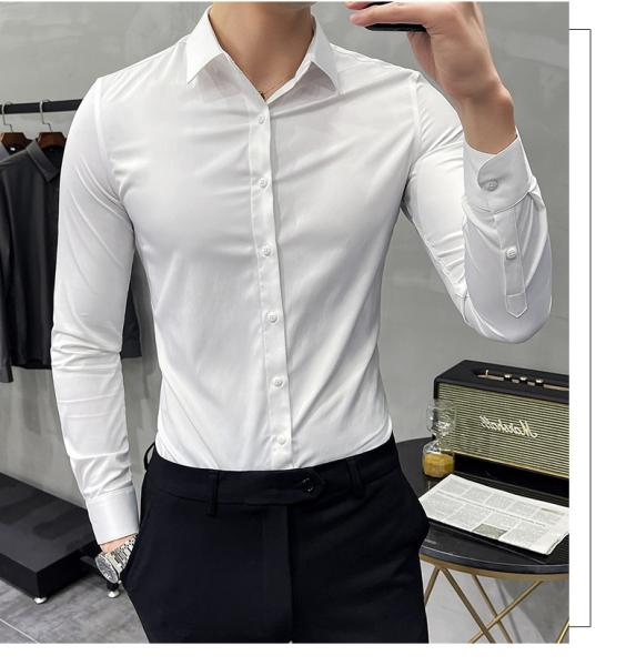 1000 Fashion Autumn Solid Color Long Sleeve Dress Men Clothes Shirts For Men