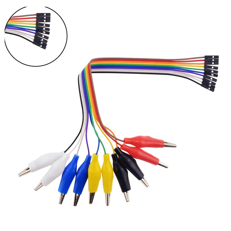 10 pin Alligator Clip to Female Dupont Breadboard Test Lead Jumper Wires for Raspbrry Pi