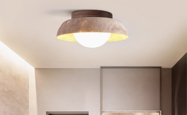 Yellow cave stone ancient style corridor balcony ceiling lamp retro wabi-sabi style cloakroom entrance hallway small lamp