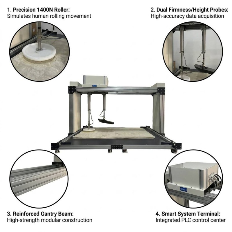 All-in-one Mattress Mechanical Performance Testing Machine Roller Durability Edge Load Soft Hardness Detector